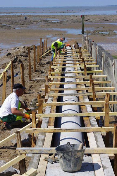 Pornic - 30/05/2013 - La Bernerie-en-Retz : dernire phase des travaux de dfense contre la mer