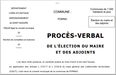Pornic - 07/04/2014 - Pornic : PV de l`lection du maire et des adjoints