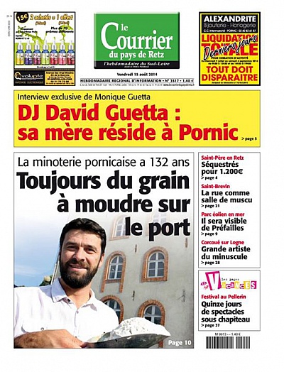 Pornic - 14/08/2014 - La Une du Courrier du pays de Retz de demain vendredi