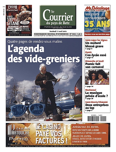 Pornic - 17/04/2015 - La Une du Courrier du vendredi 17 avril 2015