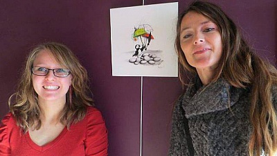 Pornic - 11/01/2016 - La Bernerie : Anglique O. expose ses crayonns  l`Embellie 