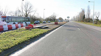 Pornic - 01/03/2016 - Travaux route de Pornic, au sud de Nantes, rien ne se passe ? Normal ! 