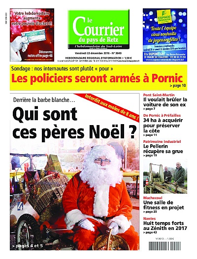 Pornic - 23/12/2016 - La Une du Courrier du vendredi 23 dcembre 2016